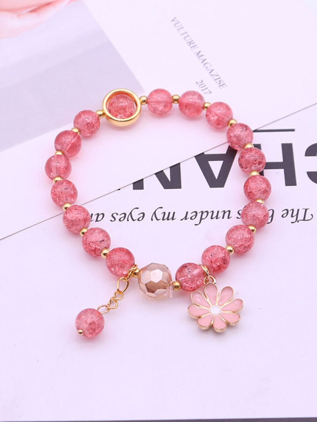 YouBella Jewellery Floral Bracelet for Girls and Women (Pink)